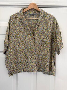 Prana Multicolor Floral Button-Down Shirt. XL